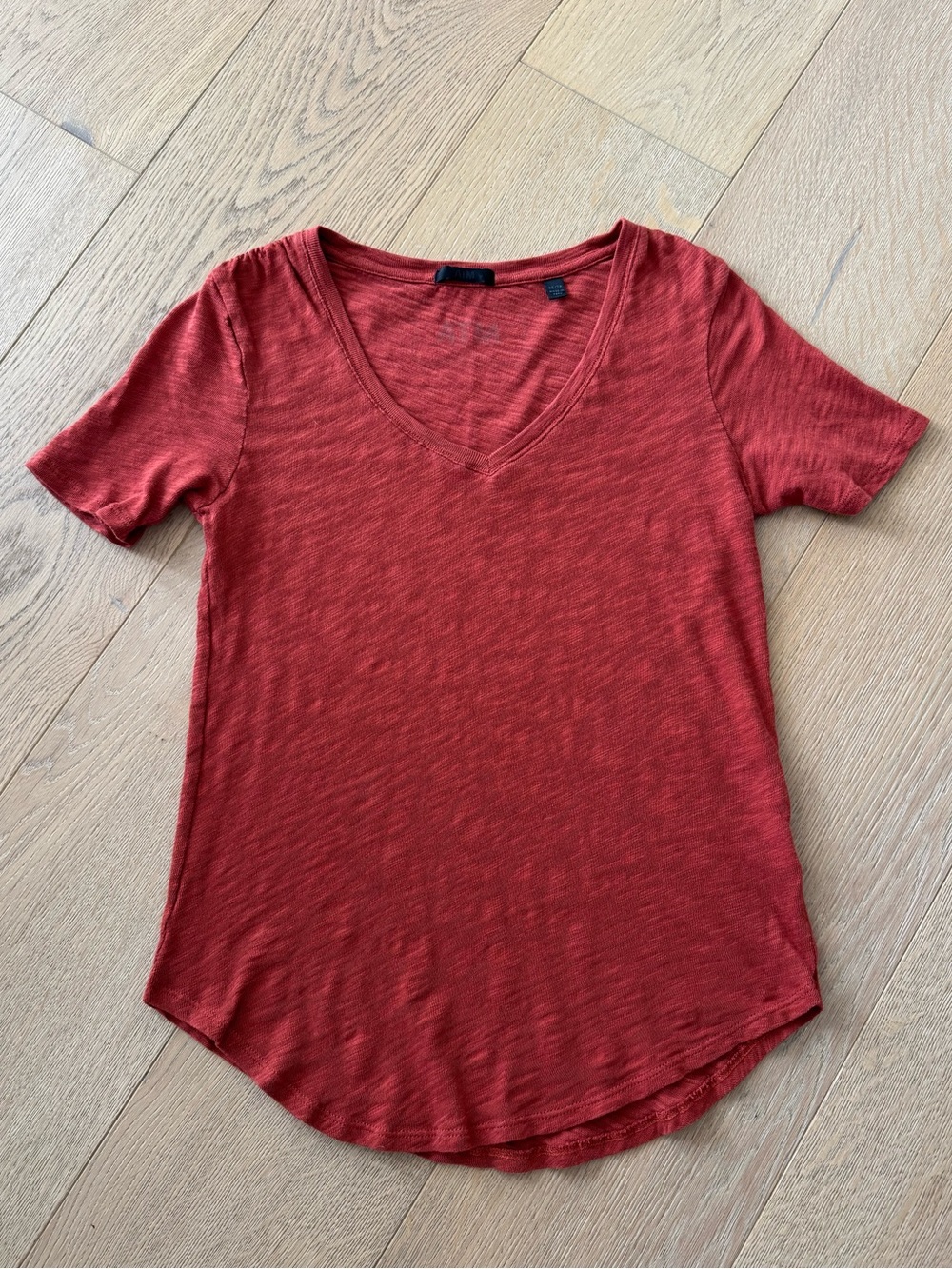 ATM Anthony Thomas Melillo V-Neck Slub Cotton T-Shirt Orange Size XS